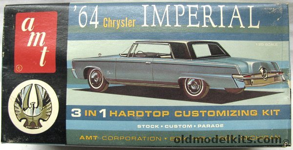 AMT 1/25 1964 Chrysler Imperial 2 Door Hardtop - 3 in 1 Customizing Kit - Stock / Custom / Parade, 6824-150 plastic model kit